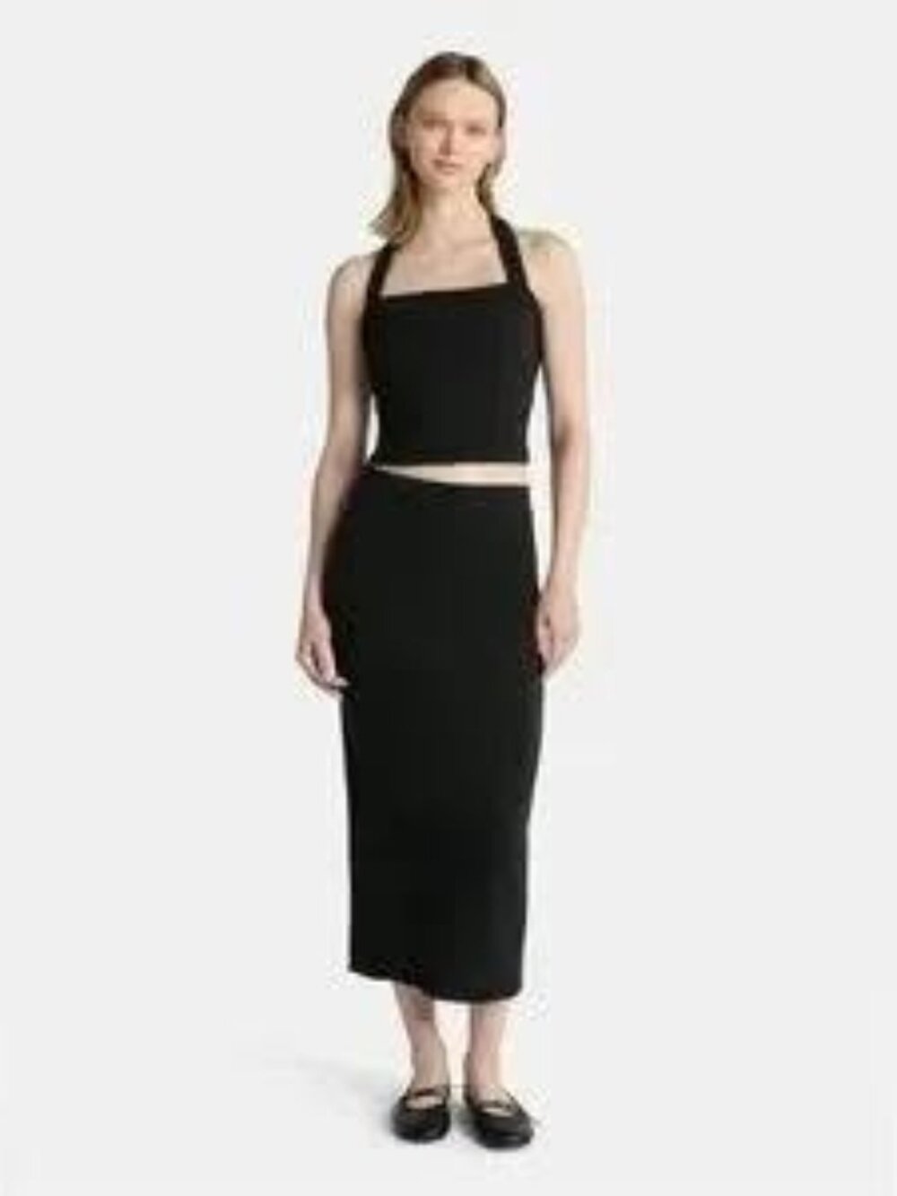Square Neck Halter Top and Midi Skirt Set